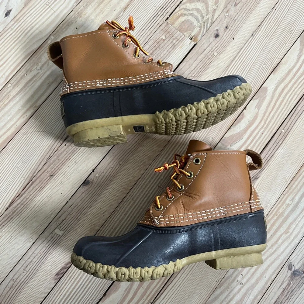 LL Bean 6 Inch Bean Boots Mens 7M Tan Brown Waterproof Duck Boots Made in USA